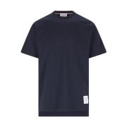 Thom Browne Blå Bomull T-shirt med Logo Blue, Herr