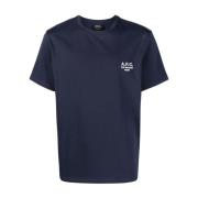 A.p.c. Broderad Logotyp Bomull T-Shirt Blue, Herr