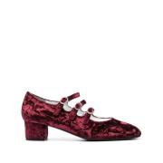 Carel Bordeaux Velvet Mary Jane Pumps Red, Dam