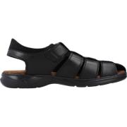 Fluchos Stiliga platta sandaler för män Black, Herr