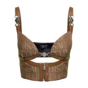 Versace Beige Bustier Top med Medusa-detalj Beige, Dam