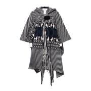 Chloé Pre-owned Huva poncho med etniskt tryck Gray, Dam