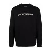 Emporio Armani Svart Logo-Print Crew-Neck Sweatshirt Black, Herr