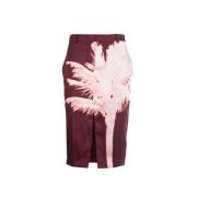 N21 Burgundy Palm Print Pennklänning Red, Dam