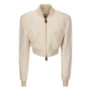 Khaite Beige Crop Jacka med Dragkedja Beige, Dam