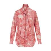 Kiton Silkesskjorta med blommigt tryck Pink, Dam