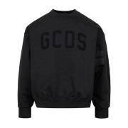 Gcds Svart Bomull Crew-neck Sweatshirt med Logo Black, Herr