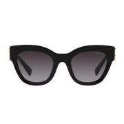 Miu Miu Fyrkantiga solglasögon med guldlogotyp Black, Dam
