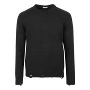 Saint Laurent Svarta Sweaters med Använda Detaljer Crew Nec Black, Her...