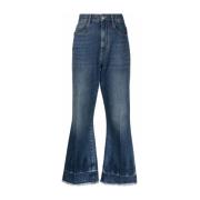 Stella McCartney Vintage Denim Crop Flare Jeans Blue, Dam