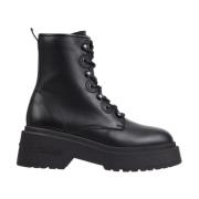 Tommy Jeans Chunky Lace-Up Ankelboots Black, Dam