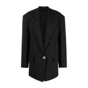 The Attico Glen Pinstripe Blazer Blue, Dam