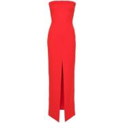 Solace London Röd Strapless Maxiklänning med Framslits Red, Dam