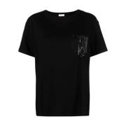 Liu Jo Svarta T-shirts och Polos med Rhinestone Dekoration Black, Dam