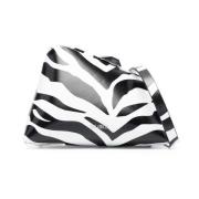 The Attico Logo-Print Zebra Clutch Väska White, Dam