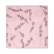 Alexander McQueen Rosa Sidenscarf med Logomotiv Pink, Dam