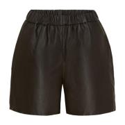 Notyz Läder Shorts Skind Mörk Chokladbrun Brown, Dam
