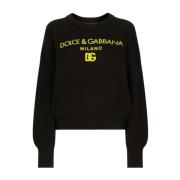 Dolce & Gabbana Svart Gul Crewneck Tröja Black, Dam