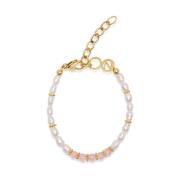Nialaya Women's Beaded Bracelet with Pearl and Pink Opal White, Dam