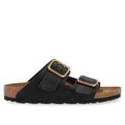 Birkenstock Svarta Lädersandaler Black, Dam