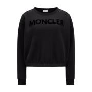 Moncler Tuftad Logotyp Sweatshirt i Bomullsfleece Black, Dam