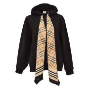 Burberry Svart huvtröja med scarf detalj Black, Dam