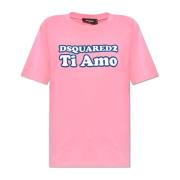 Dsquared2 T-shirt med logotyp Pink, Dam