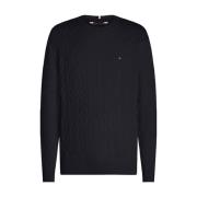 Tommy Hilfiger Klassisk Cable Crewneck Tröja Blue, Dam