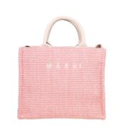 Marni Rosa handväska i raffiaeffekttyg med bomullshandtag Pink, Dam