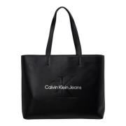 Calvin Klein Jeans Enkel Tote Bag med Logo Black, Dam
