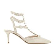 Valentino Garavani Rockstud Läderpumps White, Dam