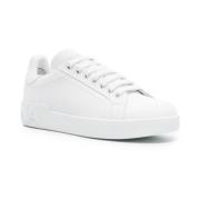 Dolce & Gabbana Vita Läder Sneakers med Präglat Logotyp White, Dam