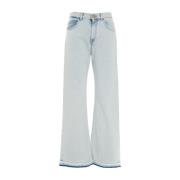 Pinko Jeans med vida ben och fransad kant Blue, Dam