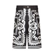 Dolce & Gabbana Abstract Print Denim Shorts Black, Herr