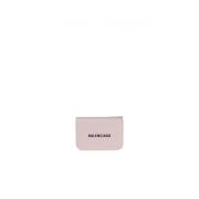 Balenciaga Rosa läder mini plånbok med logotyp Pink, Dam