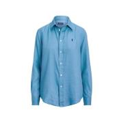 Polo Ralph Lauren Avslappnad Linneskjorta med Broderad Logotyp Blue, D...