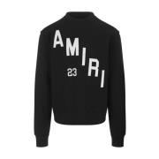 Amiri Svart Crewneck Sweatshirt med Kontrasterande Logotyp Black, Herr