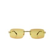 Cartier Rektangulära bågfrifria solglasögon med metallram Yellow, Unis...