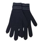 Moschino Handskar med lurex kant och kontrastlogo Black, Dam