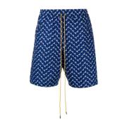 Rhude Geometriskt mönstrade Strandshorts Blue, Herr