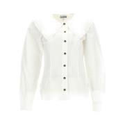 Ganni Passformad skjorta, 34 W FR White, Dam