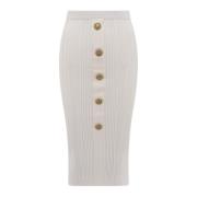 Balmain Vit Kjol med Elastisk Midja White, Dam