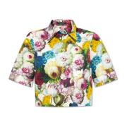 Dolce & Gabbana Kortärmad tröja med blommigt motiv Multicolor, Dam