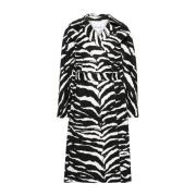 Alaïa Animalier Print Denim Trench Coat Black, Dam