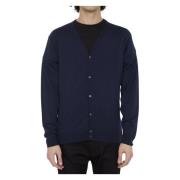 John Smedley Blå Merinoull Cardigan Blue, Herr