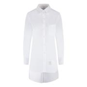 Thom Browne Vit oversized bomullspoplin skjorta med djupa sidor och ba...