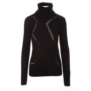 Saint Laurent Svart löst sittande tröja med slitna detaljer fram Black...