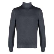 Barba Räfflad Ull Rollneck Tröja Blue, Herr