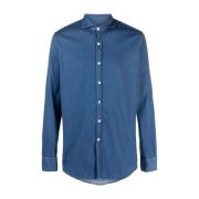 Canali Stretchig bomullsskjorta Blue, Herr