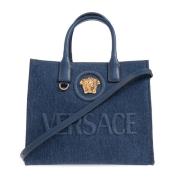 Versace La Medusa Small shopper väska Blue, Dam